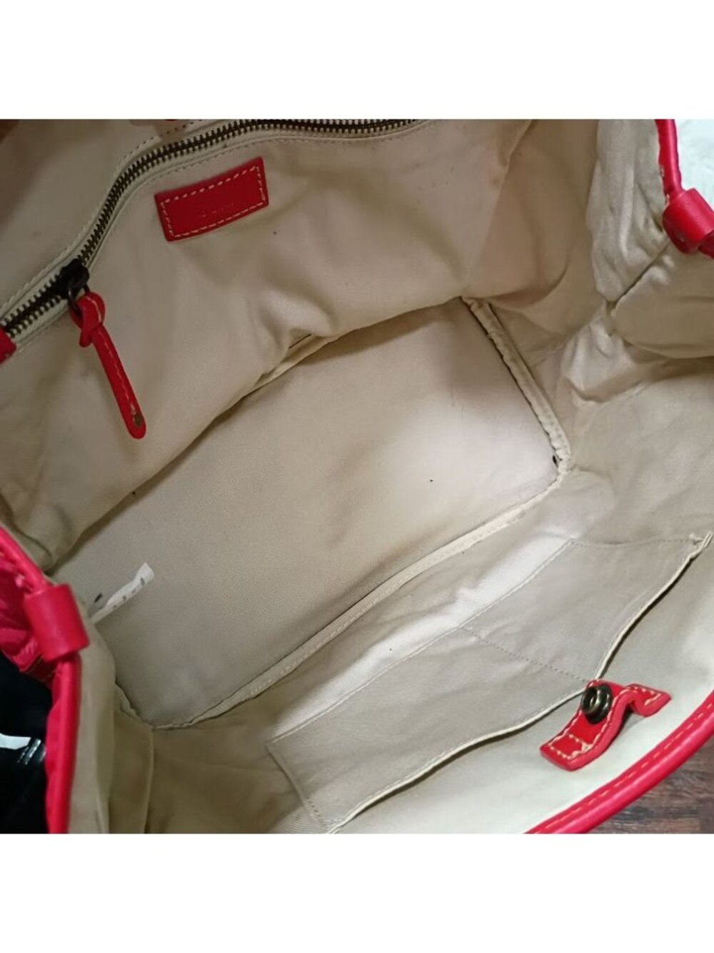 J. Crew Quilted Red Nylon Tote Bag With Leather Trim - Picture 8 of 10